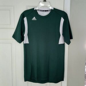 Adidas Mens Climalite Green White Athletic Sport Shirt. Size SMALL.